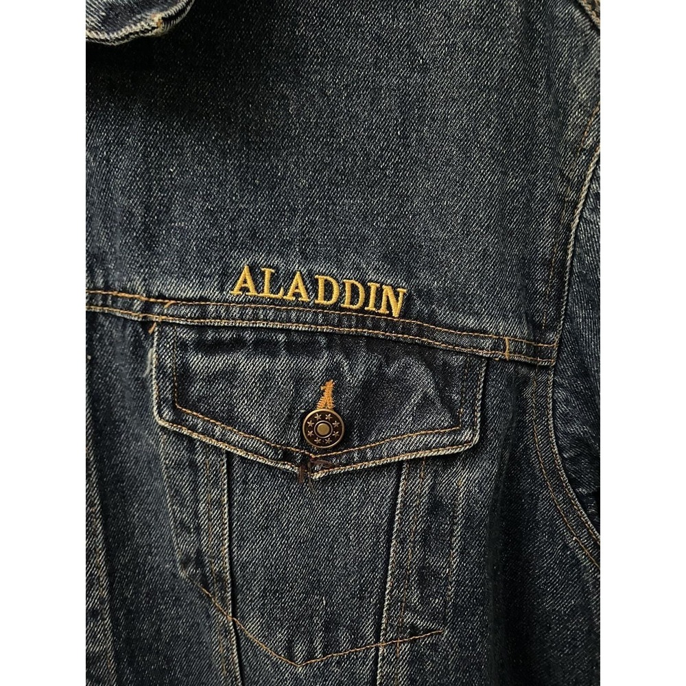 Vintage Aladdin Casino Denim Jean Jacket Large Las Vegas Trucker Embroidered - Picture 5 of 7